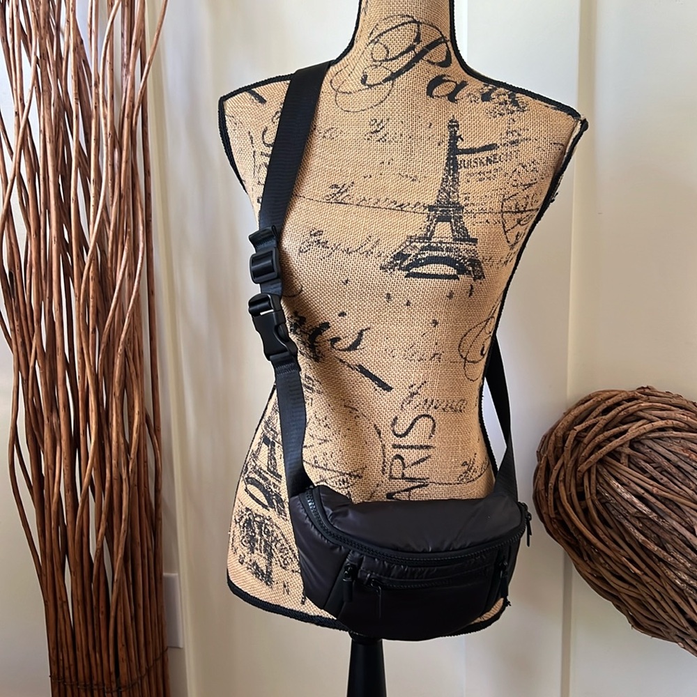 AhโขDorned Black Sling/Fanny Pack Zippered Bag